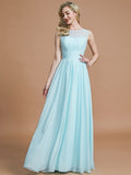 A-Line/Princess Scoop Sleeveless Floor-Length Chiffon Bridesmaid Dresses TPP0005421