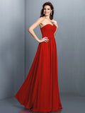 A-Line/Princess Sweetheart Pleats Sleeveless Long Chiffon Bridesmaid Dresses TPP0005405