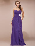 Sheath/Column Sweetheart Sleeveless Long Beading Ruffles Chiffon Bridesmaid Dresses TPP0005224