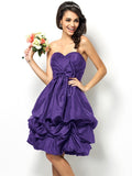 A-Line/Princess Sweetheart Bowknot Sleeveless Short Taffeta Bridesmaid Dresses TPP0005449