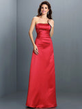 A-Line/Princess Strapless Sleeveless Long Satin Bridesmaid Dresses TPP0005704