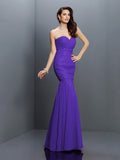 Trumpet/Mermaid Sweetheart Pleats Sleeveless Long Chiffon Bridesmaid Dresses TPP0005371