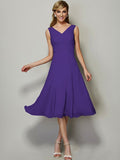 A-Line/Princess V-neck Sleeveless Pleats Short Chiffon Bridesmaid Dresses TPP0005087