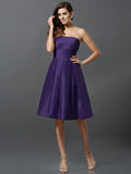 A-Line/Princess Strapless Sleeveless Short Taffeta Bridesmaid Dresses TPP0005359