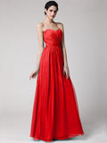 Sheath/Column Sweetheart Sleeveless Pleats Long Chiffon Bridesmaid Dresses TPP0005844