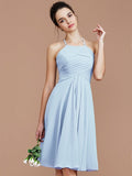 A-Line/Princess Halter Sleeveless Ruched Short/Mini Chiffon Bridesmaid Dresses TPP0005152