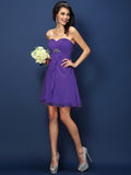 A-Line/Princess Sweetheart Beading Sleeveless Short Chiffon Bridesmaid Dresses TPP0005052