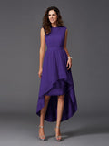 A-Line/Princess Scoop Sash/Ribbon/Belt Sleeveless High Low Chiffon Bridesmaid Dresses TPP0005166