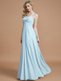 A-Line/Princess Sweetheart Sleeveless Ruched Floor-Length Chiffon Bridesmaid Dresses TPP0005051