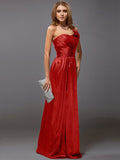 Sheath/Column One-Shoulder Sleeveless Ruffles Long Satin Bridesmaid Dresses TPP0005611