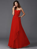 A-Line/Princess Sweetheart Hand-Made Flower Sleeveless Long Chiffon Bridesmaid Dresses TPP0005192