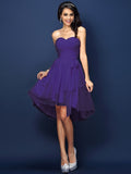 A-Line/Princess Sweetheart Pleats Bowknot Sleeveless Short Chiffon Bridesmaid Dresses TPP0005328