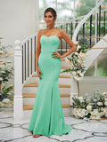 Trumpet/Mermaid Stretch Crepe Ruffles Strapless Sleeveless Sweep/Brush Train Bridesmaid Dresses TPP0004906