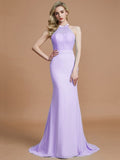 Trumpet/Mermaid Sleeveless Scoop Sweep/Brush Train Chiffon Bridesmaid Dresses TPP0005142