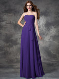 A-line/Princess Strapless Ruched Sleeveless Long Chiffon Bridesmaid Dresses TPP0005797