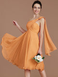 A-Line/Princess One-Shoulder Sleeveless Ruched Short/Mini Chiffon Bridesmaid Dresses TPP0005025