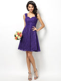 A-Line/Princess Straps Lace Sleeveless Short Bridesmaid Dresses TPP0005042