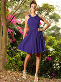 A-Line/Princess Scoop Hand-Made Flower Sleeveless Short Chiffon Bridesmaid Dresses TPP0005194