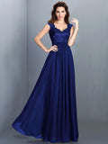 A-Line/Princess Scoop Lace Sleeveless Long Chiffon Bridesmaid Dresses TPP0005303