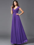 A-Line/Princess V-neck Sleeveless Long Chiffon Bridesmaid dresses TPP0005278