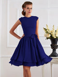 Sheath/Column High Neck Sleeveless Sash/Ribbon/Belt Short Chiffon Bridesmaid Dresses TPP0005092