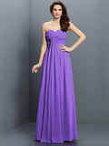 A-Line/Princess Sweetheart Pleats Sleeveless Long Satin Bridesmaid Dresses TPP0005522