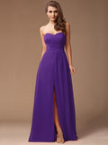 Sheath/Column Sweetheart Sleeveless Long Ruffles Chiffon Bridesmaid Dresses TPP0005183