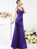 Sheath/Column Straps Sleeveless Long Satin Bridesmaid Dresses TPP0005554