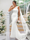 Sheath/Column Stretch Crepe Ruched One-Shoulder Sleeveless Sweep/Brush Train Bridesmaid Dresses TPP0004913