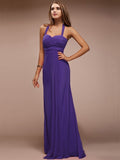 Sheath/Column Halter Sleeveless Long Ruffles Chiffon Bridesmaid Dresses TPP0005445