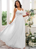 A-Line/Princess Chiffon Ruched Straps Sleeveless Floor-Length Bridesmaid Dresses TPP0004915