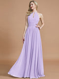 A-Line/Princess Chiffon Scoop Sleeveless Floor-Length Bridesmaid Dresses TPP0005219