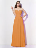 A-Line/Princess Sweetheart Sleeveless Long Pleats Chiffon Bridesmaid Dresses TPP0005097