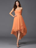 A-Line/Princess Sweetheart Ruffles Sleeveless High Low Chiffon Bridesmaid Dresses TPP0005195