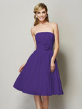 A-Line/Princess Strapless Sleeveless Hand-Made Flower Short Chiffon Bridesmaid Dresses TPP0005295