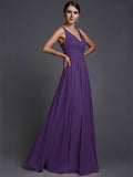 A-Line/Princess V-neck Sleeveless Long Ruffles Chiffon Bridesmaid Dresses TPP0005130