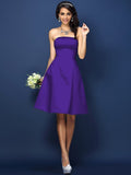 A-Line/Princess Strapless Sleeveless Short Satin Bridesmaid Dresses TPP0005623