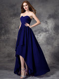 A-line/Princess Sweetheart Ruffles Sleeveless High Low Chiffon Bridesmaid Dresses TPP0005145