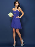 A-Line/Princess Sweetheart Beading Sleeveless Short Chiffon Bridesmaid Dresses TPP0005052