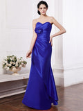 Sheath/Column Sweetheart Sleeveless Pleats Hand-Made Flower Long Elastic Woven Satin Bridesmaid Dresses TPP0005752