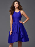 A-Line/Princess Scoop Ruffles Sleeveless Short Taffeta Bridesmaid Dresses TPP0005721