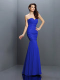 Trumpet/Mermaid Sweetheart Pleats Sleeveless Long Chiffon Bridesmaid Dresses TPP0005371