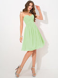 A-Line/Princess Sweetheart Pleats Sleeveless Short Chiffon Bridesmaid Dresses TPP0005313