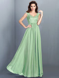 A-Line/Princess Scoop Lace Sleeveless Long Chiffon Bridesmaid Dresses TPP0005303