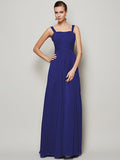 Sheath/Column Straps Sleeveless Pleats Long Chiffon Bridesmaid Dresses TPP0005157