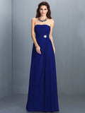 A-Line/Princess Strapless Rhinestone Sleeveless Long Chiffon Bridesmaid Dresses TPP0005471