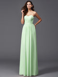 A-Line/Princess Sweetheart Pleats Sleeveless Long Chiffon Bridesmaid dresses TPP0005628