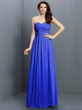 A-Line/Princess Sweetheart Pleats Sleeveless Long Satin Bridesmaid Dresses TPP0005522