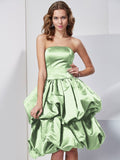 A-Line/Princess Strapless Sleeveless Short Satin Bridesmaid Dresses TPP0005227