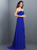 A-Line/Princess Sweetheart Pleats Sleeveless Long Chiffon Bridesmaid Dresses TPP0005681